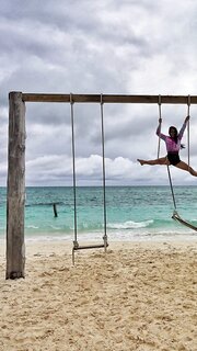 Unusual way to use a swing in the Bahamas