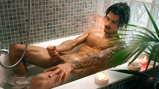 Relaxing Bath Turns into Powerful Orgasm & Cumshot