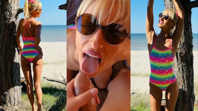 Blonde Amateur Babe Gets Fucked and Deepthroats in Front of the Perfect Beach View