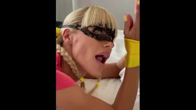 Hot Blonde Sucks Fat Dick and Plays with Drool after the Bukkake Party