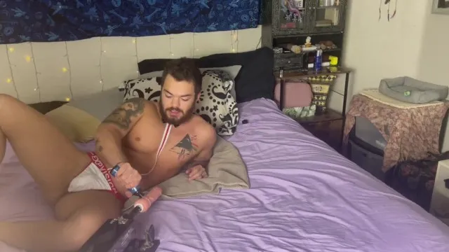 Making My Bubble Butt Boyfriend take Robot Cock up the Ass