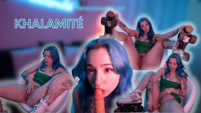 Khalamite, the French slut, gets dirty talking & rubs her big boobs in solo play