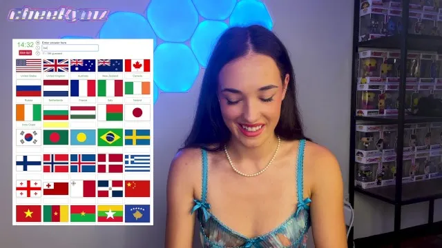 Cheekymz uses her vibrating dildo chair to guess the flag of the world