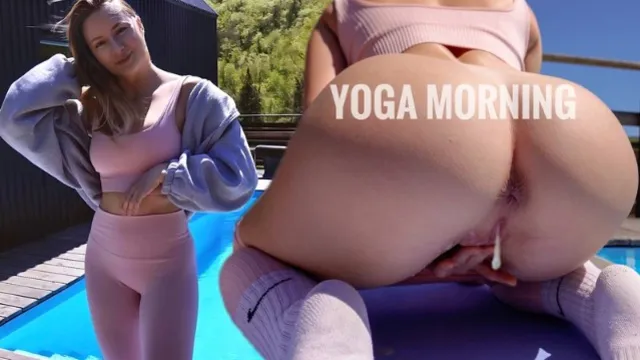 Watch CumForKate's perfect boobs bounce as she fucks in the pool during morning yoga and gets a cumshot inside her tight pussy