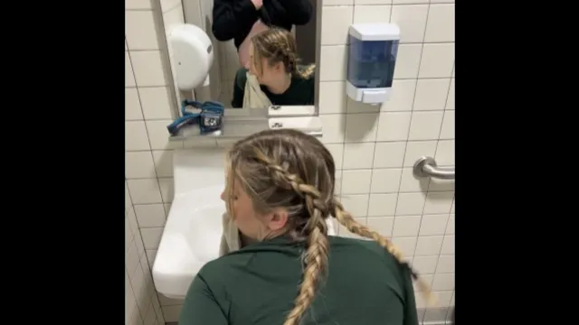 Jess Cromwell gets nailed in a public bathroom by Mr. Small Bird