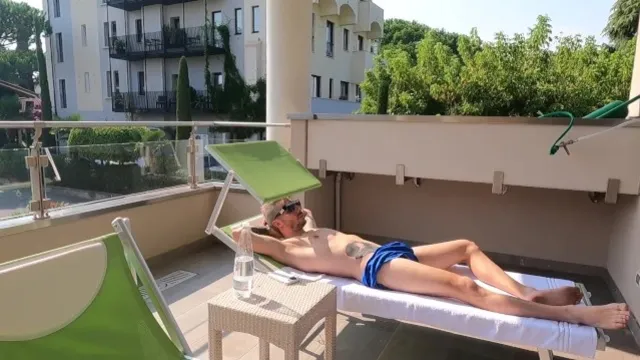 Davcina, the Italian beauty, swallows every inch of a massive cock on the balcony of seaside villa