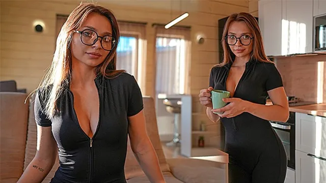 MayaLis & her hot roommate get frisky with stranger in hot doggy-style action