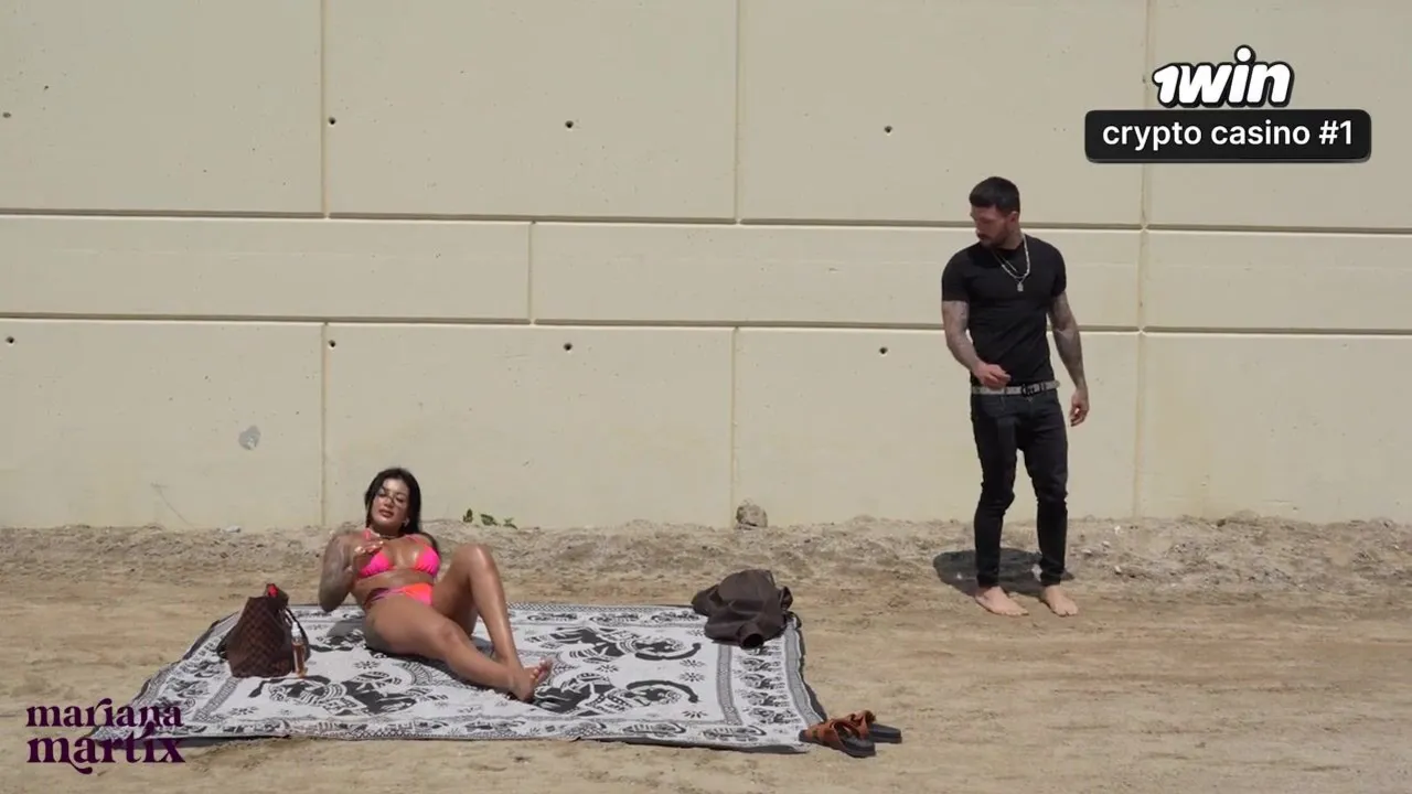 Mariana Martix & Rauls bud get rough sex from a beach fan - Barcelona beach sex