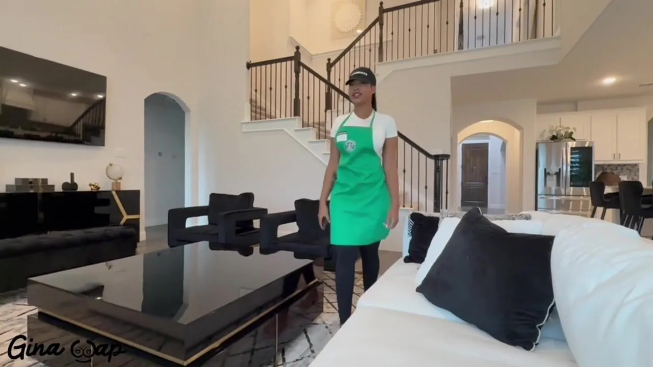 Gina Wap's Big Natural Boobs Bounce While She Cheats on Boyfriend in Barista