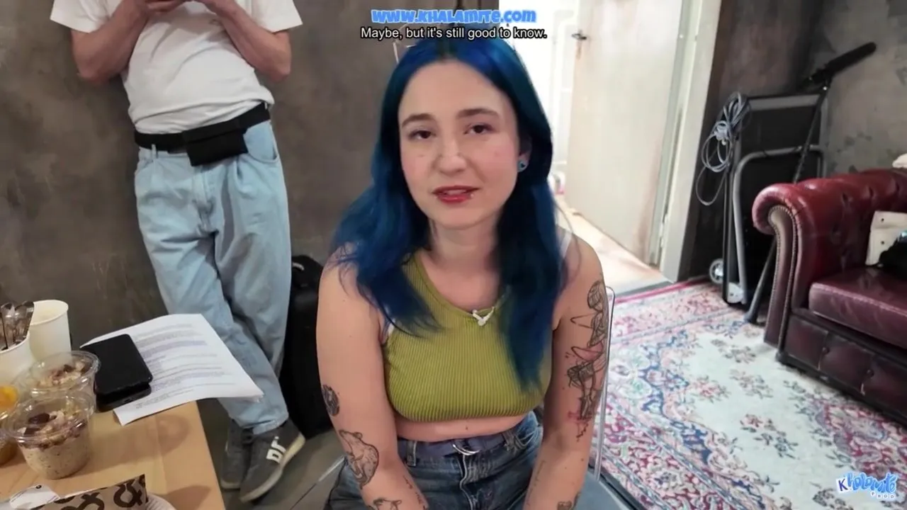 Khalamite's Backstage vlog: A French amateur with big tits and a shaved pussy goes wild with shaving and pussy play