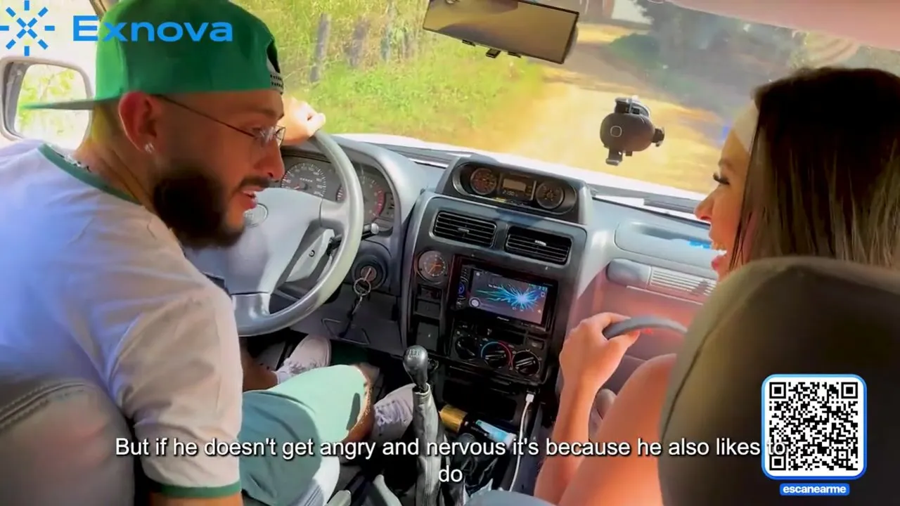 Hot brunette Daniela Andrea fucks her neighbor's big cock in public after a workout and swallows his load