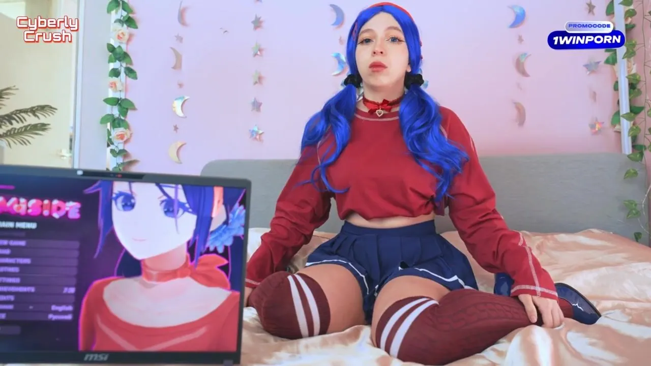 Innocent girl in Miside cosplay gets wild with her friend Cappie - cyberlycrush