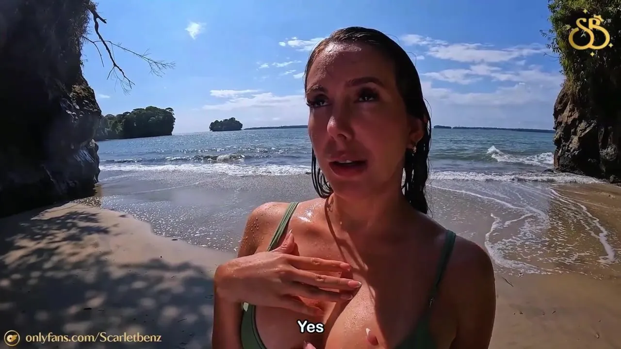 Alhuertas takes risky public pounding on the beach while Scarlet Benz watches