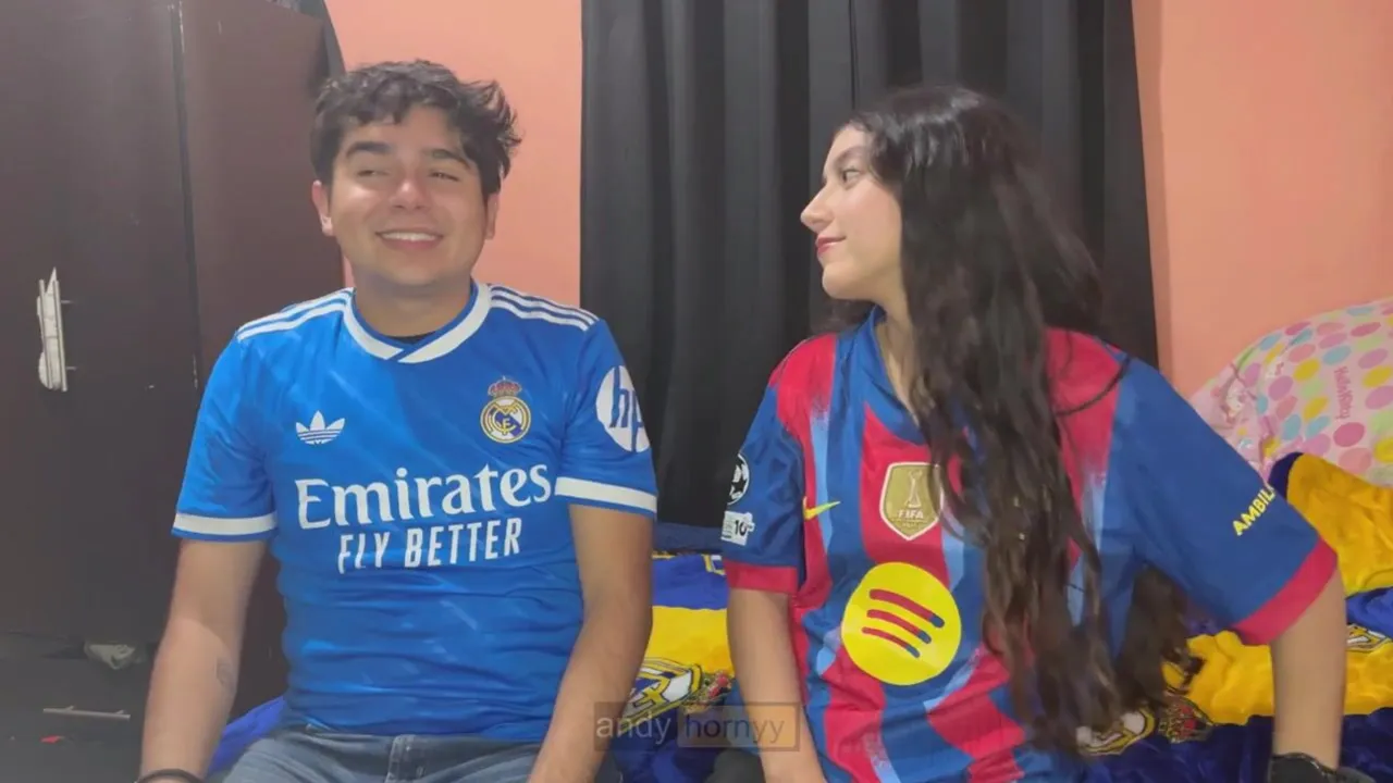 AndyHornyy gets a hot Latina friend on the Super Cup final with a hot blowjob & cumshot