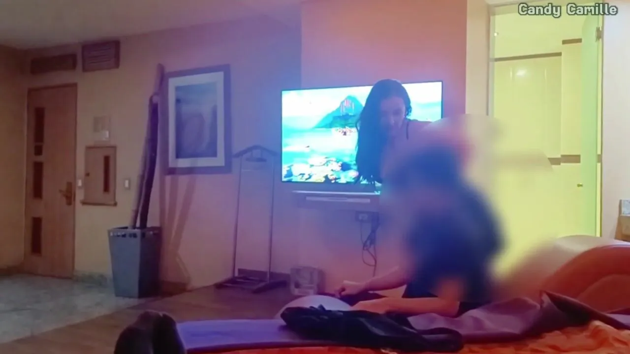 Candy Camille's first time with a hotwife in a homemade threesome - real, raw, and raw!