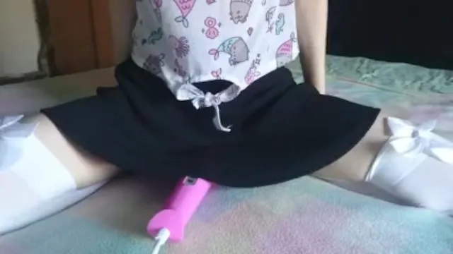 What's under her Skirt? Cute Teen Cums Hard, Watch her Pussy Pulsate.